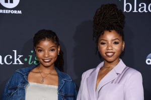 LOS ANGELES, CALIFORNIA - SEPTEMBER 17: Halle Bailey (L) and Chloe Bailey arrive at the POPSUGAR X ABC "Embrace Your Ish" event at Goya Studios on September 17, 2019 in Los Angeles, California.