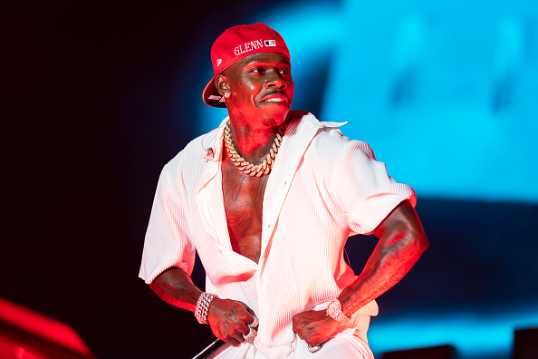 MIAMI GARDENS, FLORIDA - JULY 25: Dababy performs onstage during day 3 at Rolling Loud Miami 2021 at Hard Rock Stadium on July 25, 2021 in Miami Gardens, Florida.