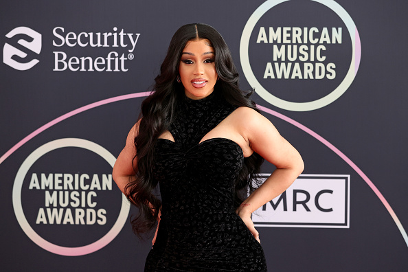 LOS ANGELES, CALIFORNIA - NOVEMBER 19: Host Cardi B attends the 2021 American Music Awards Red Carpet Roll-Out with Host Cardi B at L.A. LIVE on November 19, 2021 in Los Angeles, California.