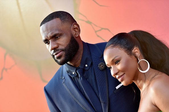 LeBron James and Savannah Brinson attend the Premiere of Warner Bros "Space Jam: A New Legacy" at Regal LA Live on July 12, 2021 in Los Angeles, California.