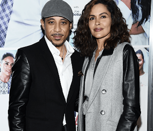 Actor Dale Godboldo (L) and actress Ion Overman arrive at the premiere of Lionsgate's "The Perfect Match" at ArcLight Hollywood on March 7, 2016 in Hollywood, California.
