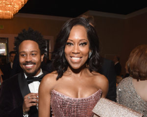 BEVERLY HILLS, CA - JANUARY 06: Regina King and son, Ian Alexander, Jr attend Moet & Chandon at The 76th Annual Golden Globe Awards at The Beverly Hilton Hotel on January 6, 2019 in Beverly Hills, California.