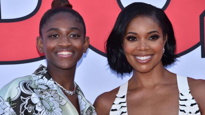 US actress Gabrielle Union (R) and her daughter Zaya Wade arrive for the "Cheaper by the Dozen" Disney premiere at the El Capitan theatre in Hollywood, California, March 16, 2022.