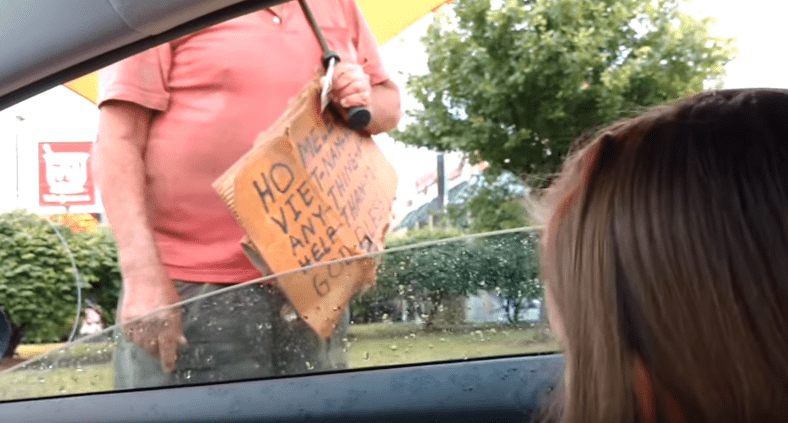 Homeless Man Refuses Little Girls Food Offering. Watch here.