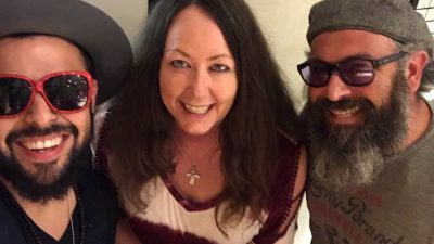 Jo James and Mario in the studio with Loris