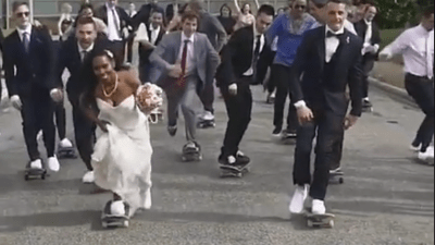 Wedding skateboard fail