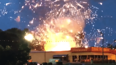 Fireworks store on fire