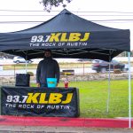 Dudley and Bob with Matt Breaking & Entering 2019: KLBJ outdoor tent with promotions coordinator