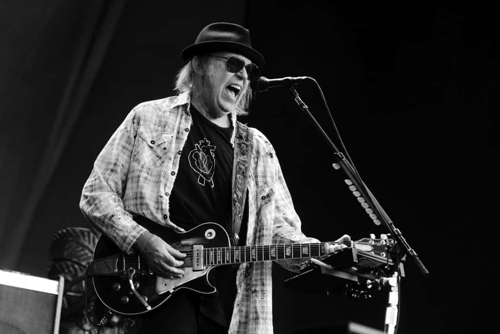 Neil Young performs on stage in Hyde Park on July 12, 2019 in London, England.