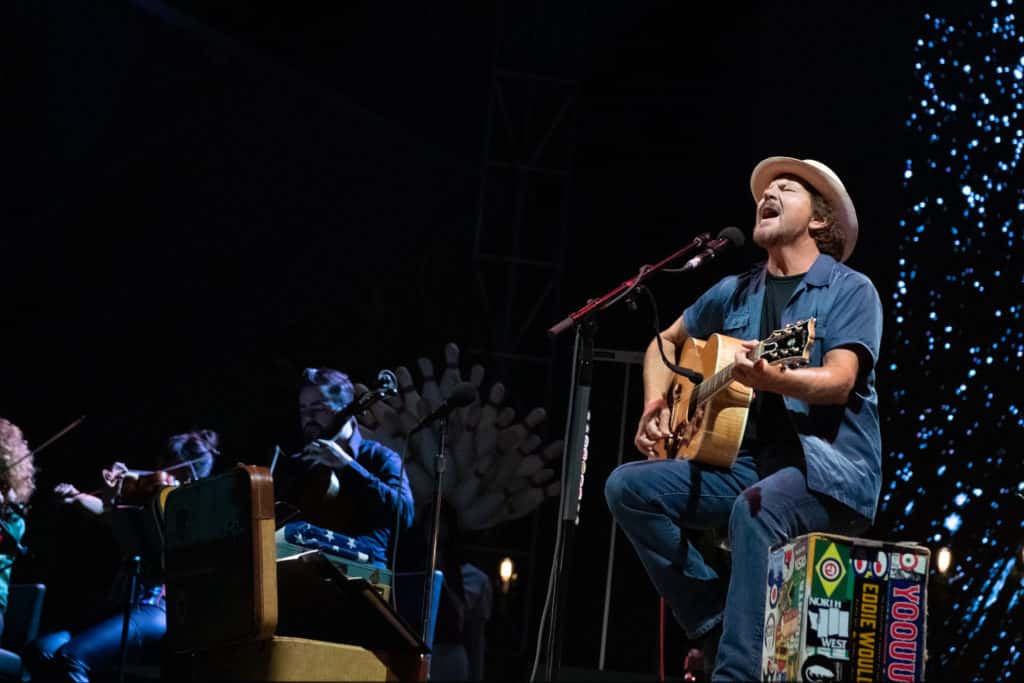 Singer/songwriter and guitarist Eddie Vedder performs live on stage during Ohana Festival at Doheny State Beach on September 28, 2019 in Dana Point, California.