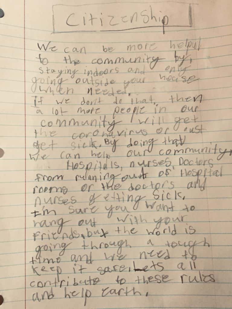 Thoughts on citizenship from a 9 year old