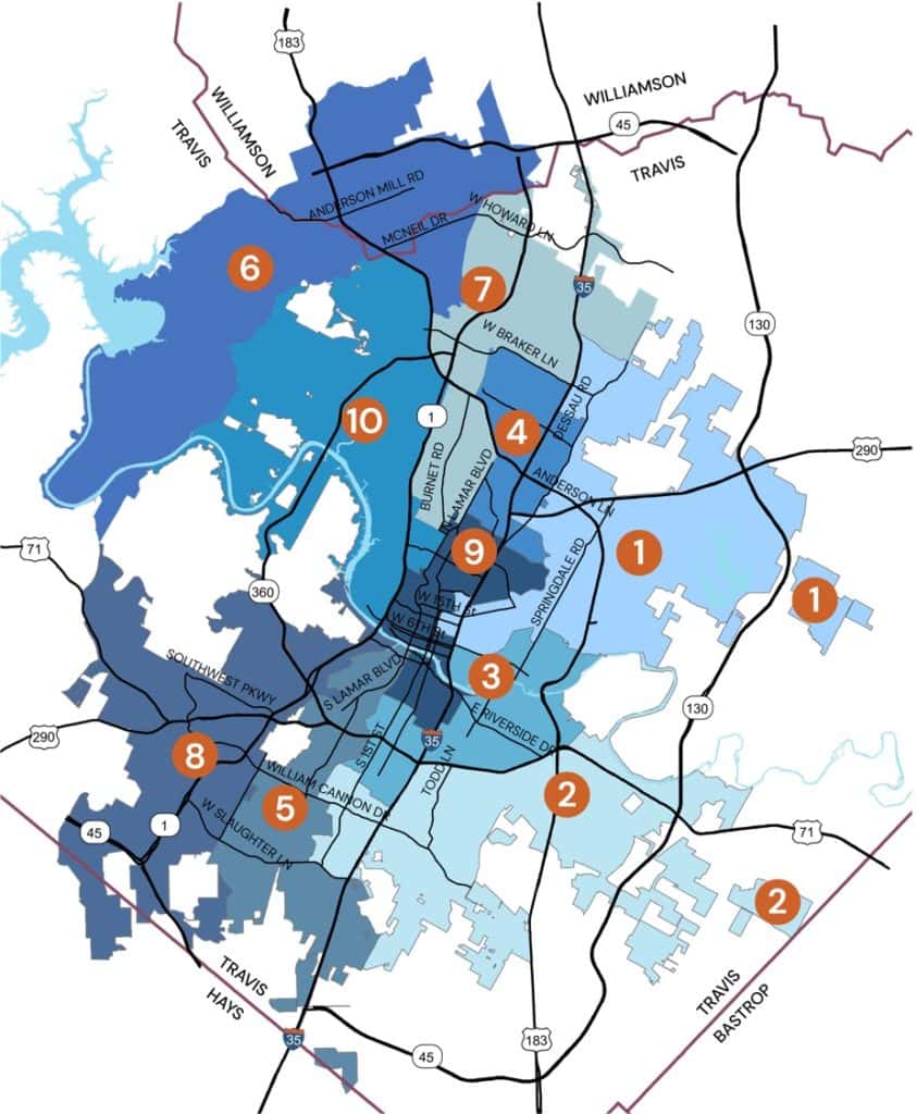 Austin's city council districts