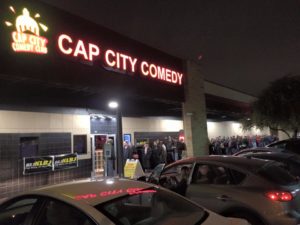 crowd outside of cap city comedy