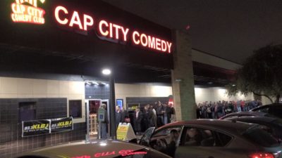 crowd outside of cap city comedy