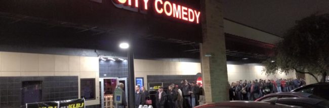 crowd outside of cap city comedy