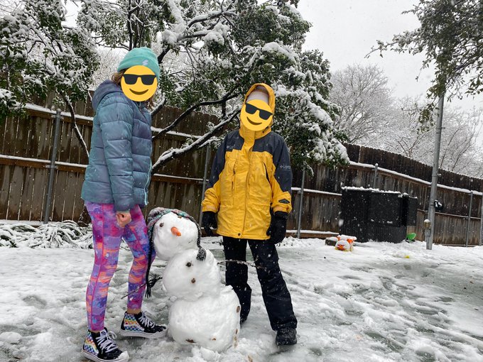 snowperson in austin blizzard