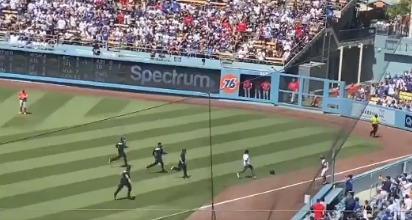 Dodgers Ball Girl Takes Out Runner