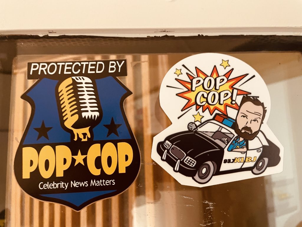 Photos of Vintage Pop Cop stickers courtesy of KLBJ-FM