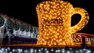 Christmas lights at Mozart's coffee house