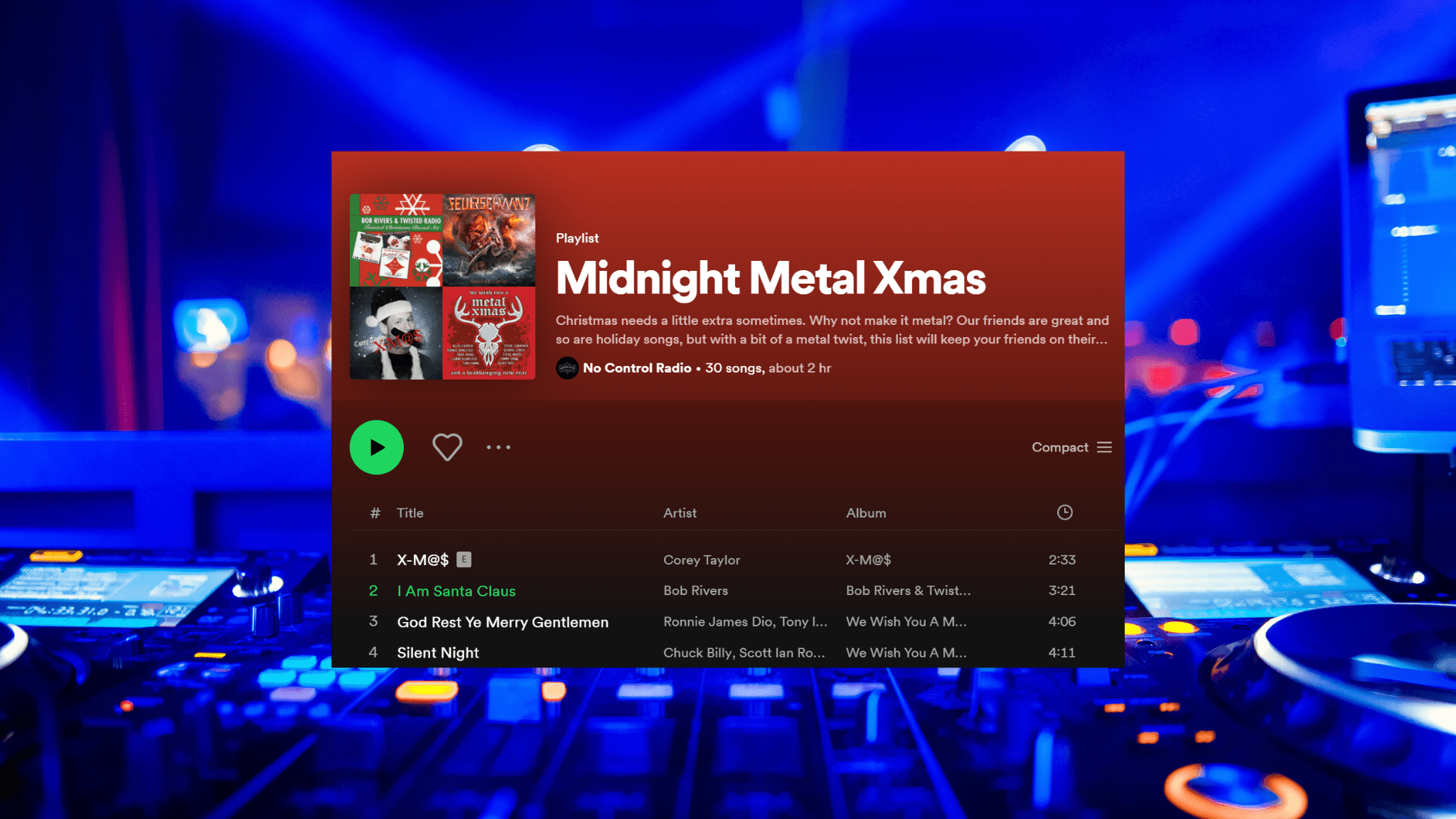 A Holiday Playlist from Chuck with Midnight Metal No Control Radio Austin TX