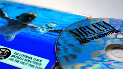 CD album of group NIRVANA. detail of the NEVERMIND ARTWORK