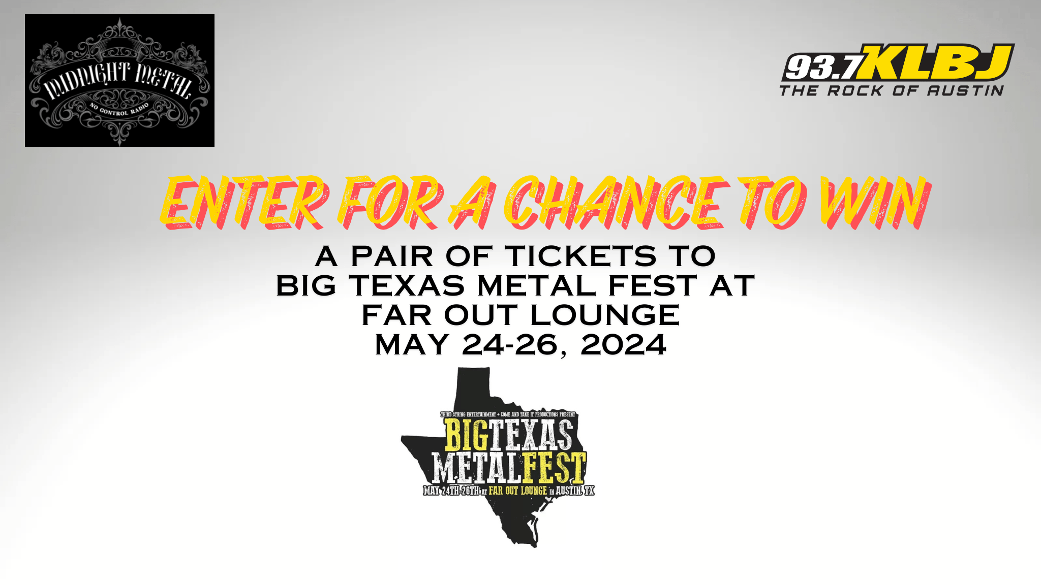enter for a chance to win tickets to big texas metal festival 2024 at the far out in Austin, Texas
