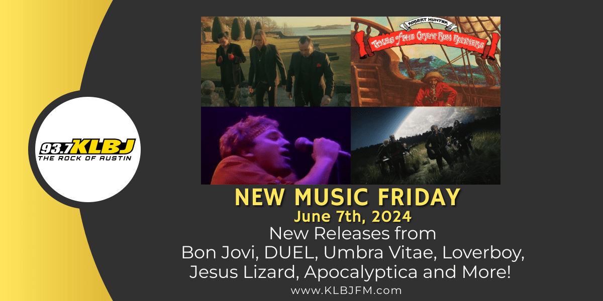 header img for new music friday on june 7th 2024 klbj rock and classic rock