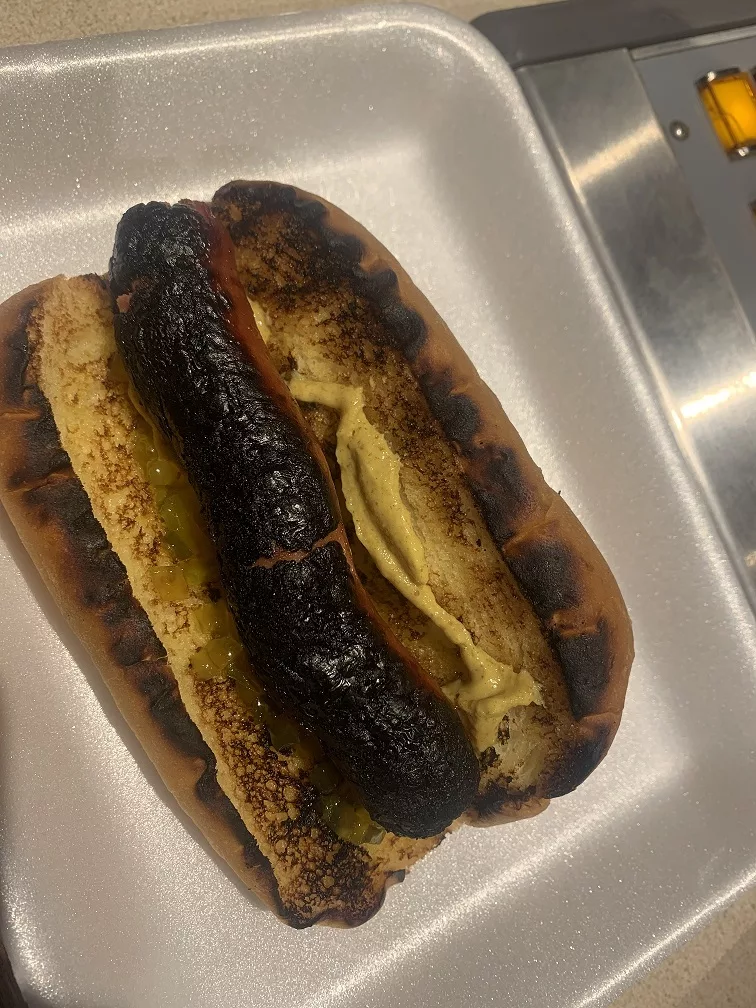 burnt dog - cj hot dog fridays