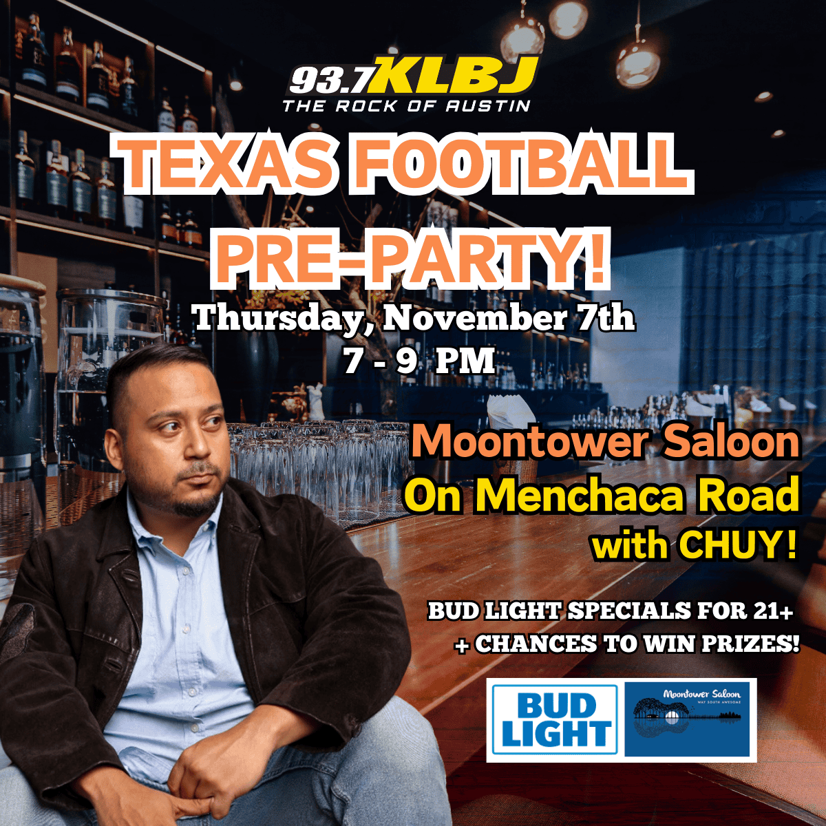 texas preparty moontower with Chuy and KLBJ 11/7/24