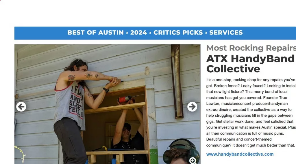 austin chronicle's critics pick poll 2024 handyband