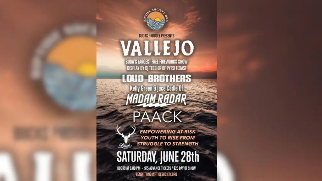 riptide society event 6-28-25 at bucks backyard with vallejo madam radar paack and more Austin Musicians