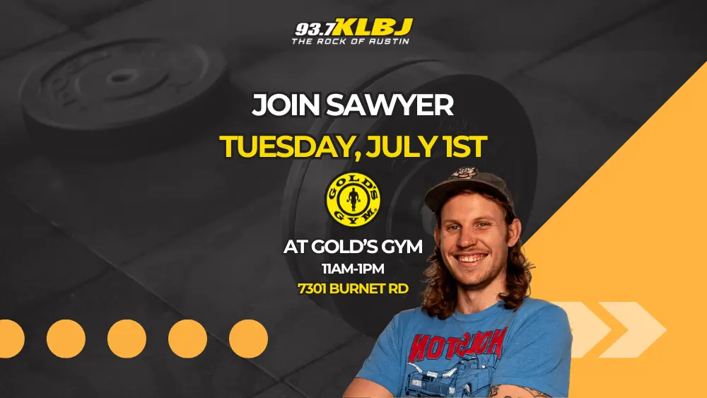 sawyer remote at Gold's Gym july 1st 2025 burnet Austin KLBJ