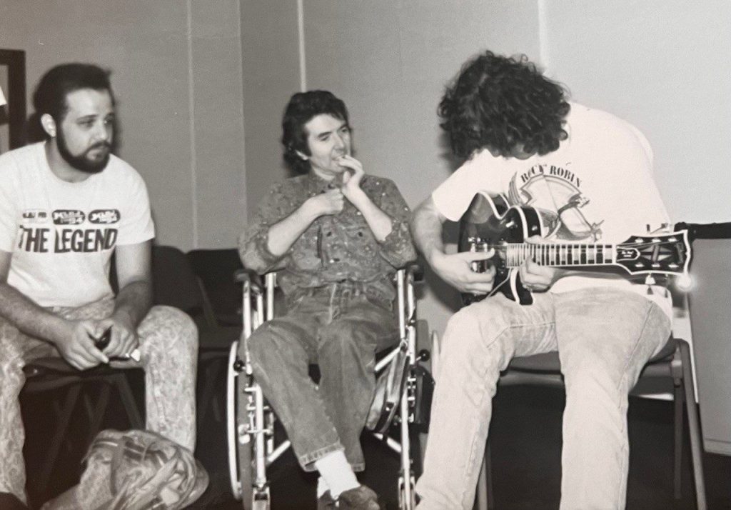 klbjthrowback4 jimmy page and ronnie lane on KLBJ with Jody Denberg Jeff Carrol 1980s