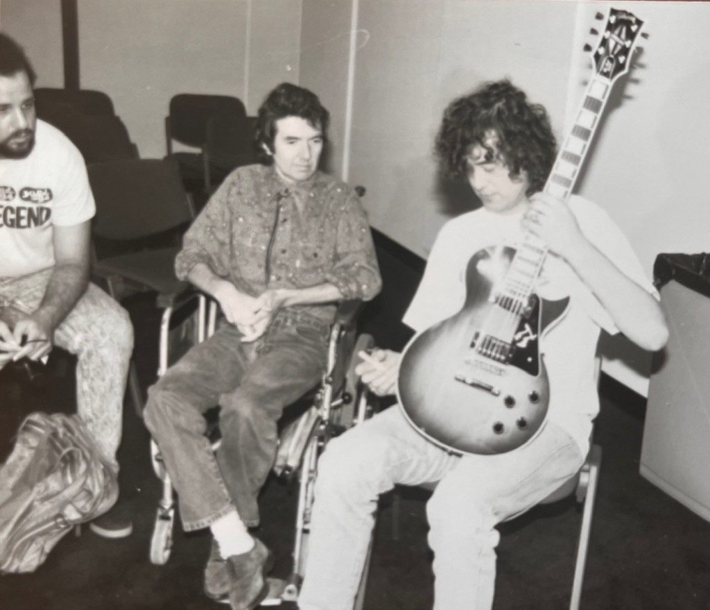 klbjthrowback5 jimmy page and ronnie lane on KLBJ with Jody Denberg Jeff Carrol 1980s