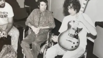 klbjthrowback5 jimmy page and ronnie lane on KLBJ with Jody Denberg Jeff Carrol 1980s