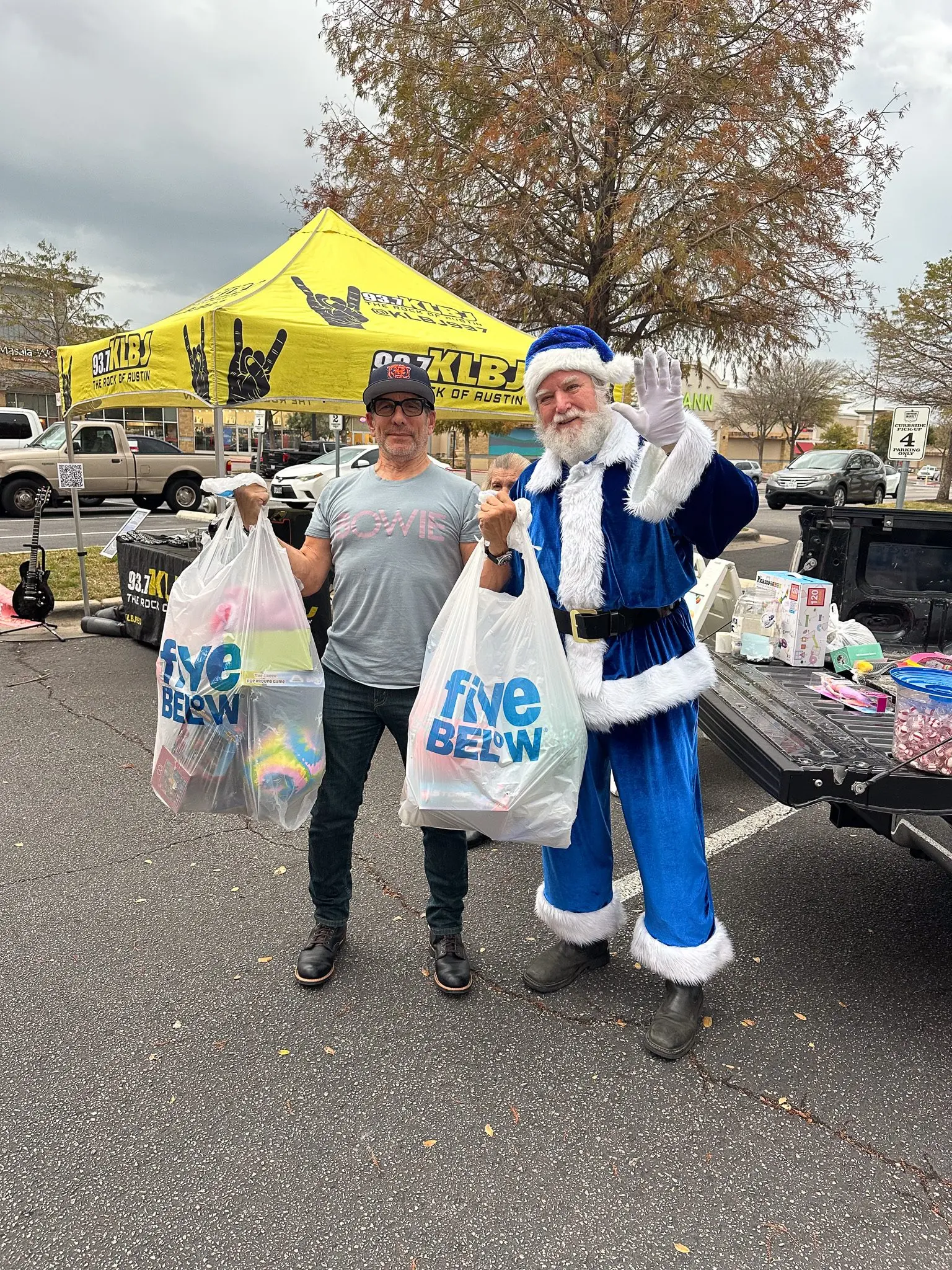Blue Santa at Southside Market November 2025 Austin