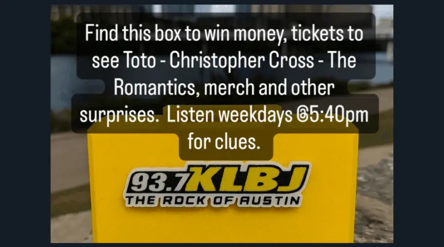 KLBJ Prize box header image Drew afternoon drive