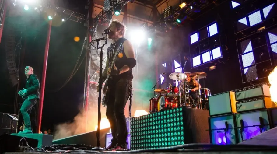 Both Brett Smith and Zach Myers entertain the crowd at the Rockstar Uproar Festival on September 25^ 2012 in Nampa^ Idaho.