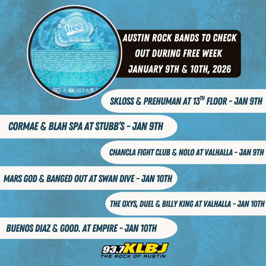 free week 2026 rock bands to see from klbj