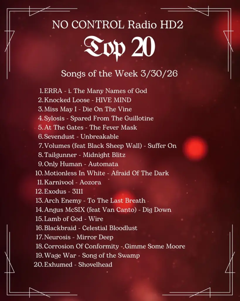 no control radio top 20 3-30-26