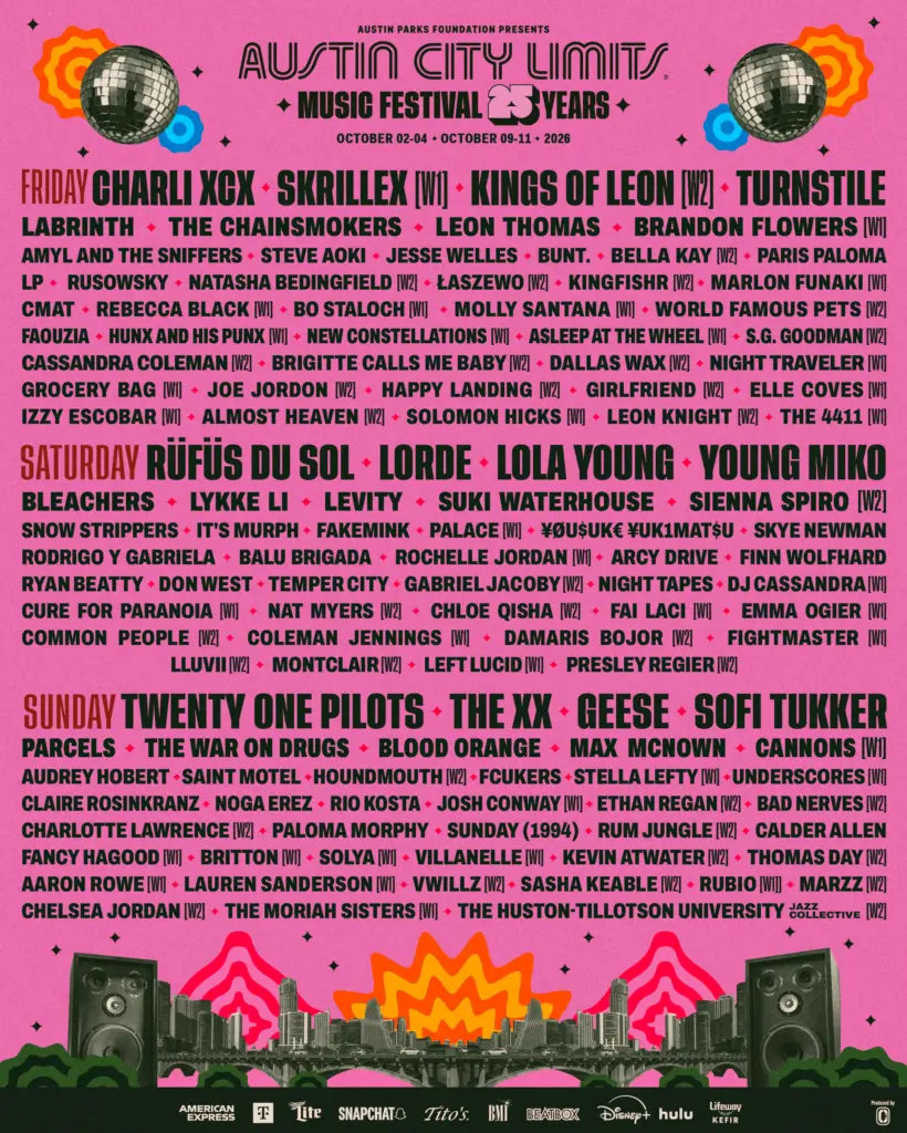 lineup by day acl fest 2026