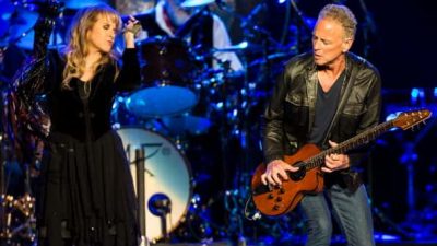 Lindsey Buckingham and Stevie Nicks performing onstage