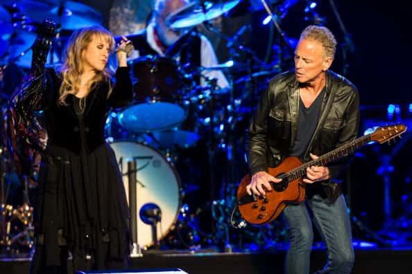 Lindsey Buckingham and Stevie Nicks performing onstage