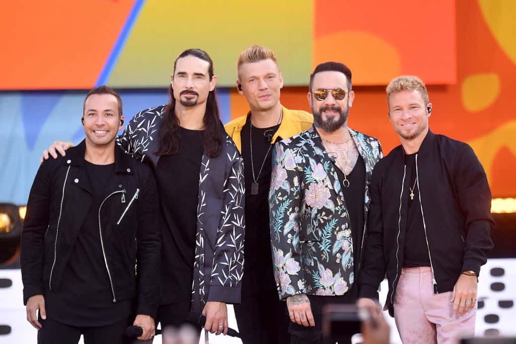 Howie D., Kevin Richardson, Nick Carter, AJ McLean and Brian Littrell of the Backstreet Boys perform on ABC's 'Good Morning Amer