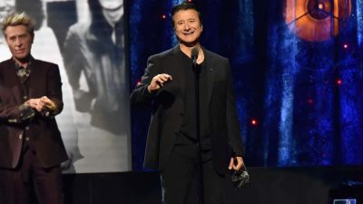 Steve Perry of Journey speaks onstage at the 32nd Annual Rock & Roll Hall Of Fame Induction Ceremony at Barclays Center on April