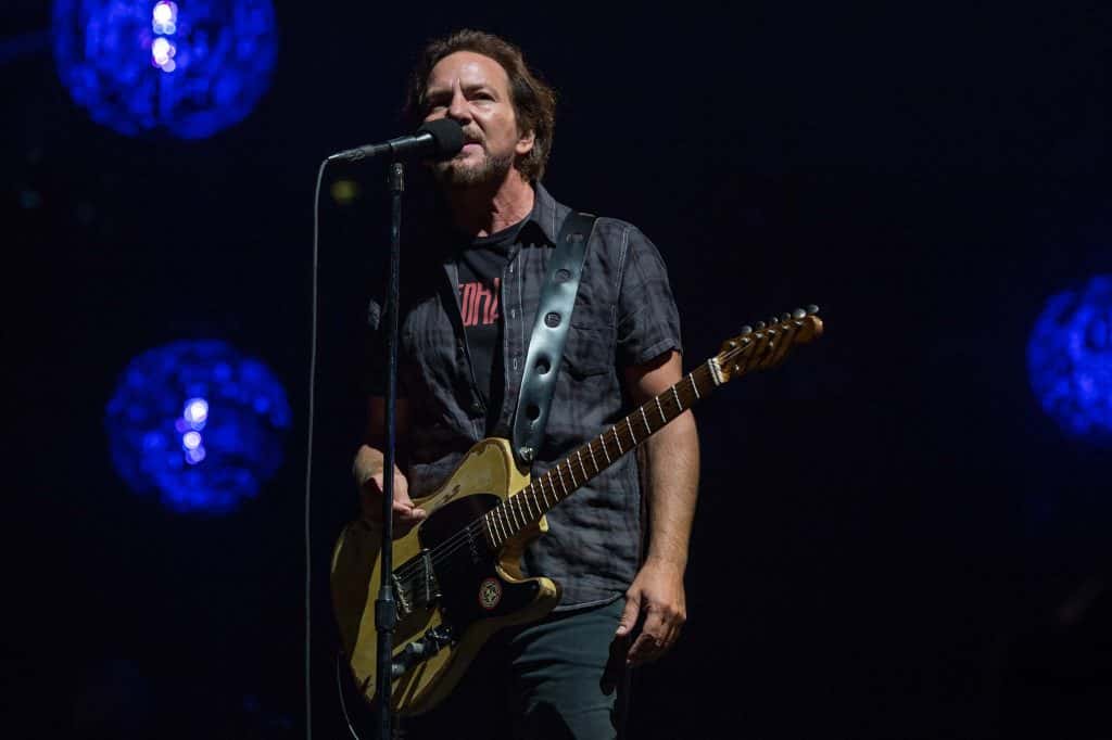 Pearl Jam performing on stage