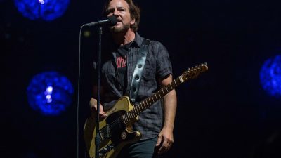 Pearl Jam performing on stage