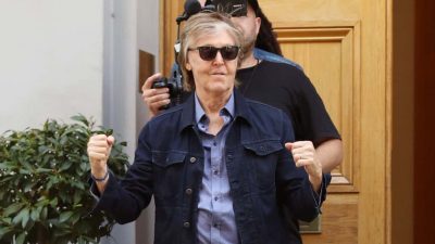 Paul McCartney seen leaving the Abbey Road Studios after performing a secret gig on July 23, 2018 in London, England