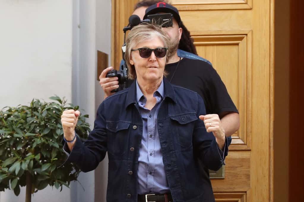 Paul McCartney seen leaving the Abbey Road Studios after performing a secret gig on July 23, 2018 in London, England
