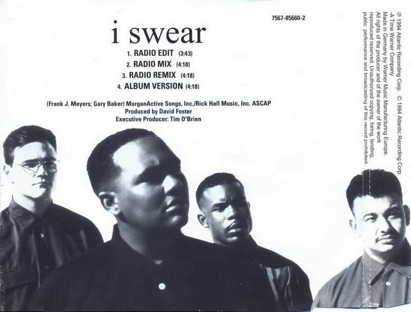 All 4 One Featured on the backside of their CD with I Swear Tracks